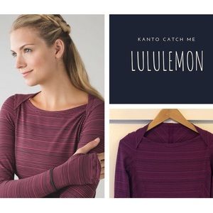 Lululemon Wine Berry & Black Striped Boatneck Top